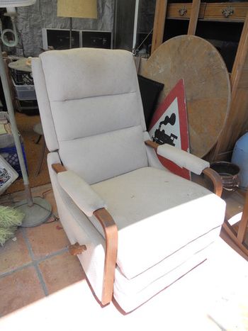 La-Z-Boy rocker/recliner upholstery: before. Private client.

