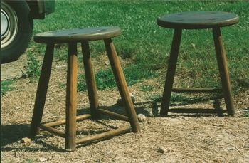 Rustic stools. Theatre production.
