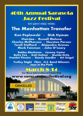 Proposed 40th Sarasota Jazz Festival Ken Peplowski Music director -canceled covid
