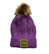 Cable Knit Faux Fur Pom Hat - Purple, White or Black
