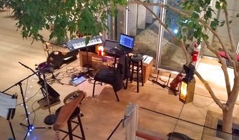 Live setup for performance at Tolkien:Maker of Middle-earth - NYC
