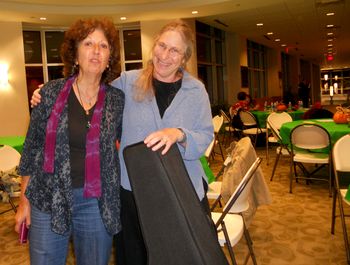 (l-r): On December 9, 2015 Sharleen teamed up with Sussex County Community College's Social Science Department Chairperson Naomi Miller (backup vocals and guitar) to perform a concert hosted by the new leadership of the American Federation of Teachers (AFT) Adjunct Faculty Local. On what would have been John Lennon's 75 Birthday, Sharleen and Naomi led the assembled faculty members in a moving sing-a-long of his songs "Help" and "Imagine."