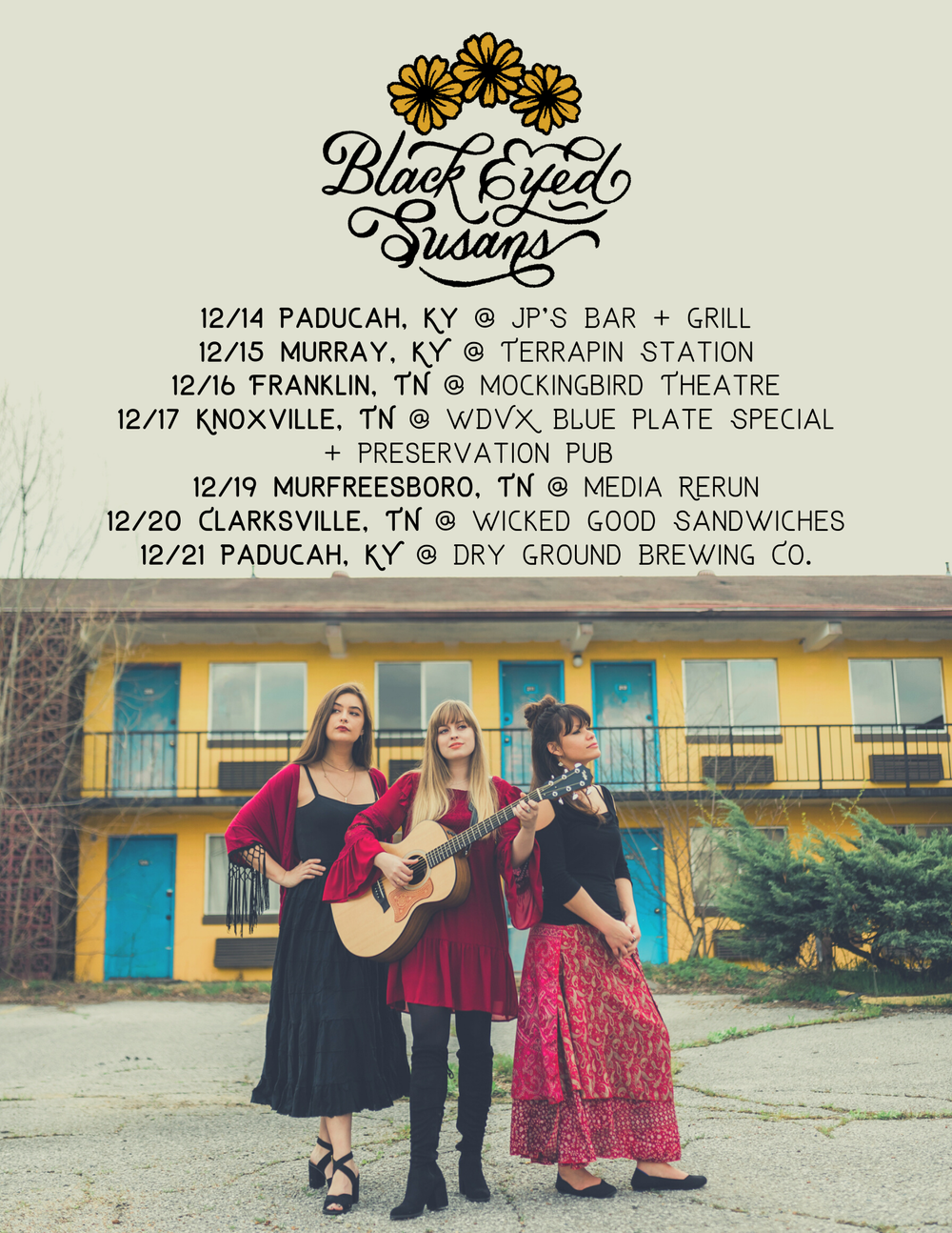 Catch the Susans live this December! More info @ facebook.com/blackeyedsusansband