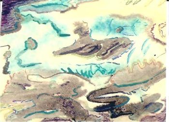 The Bottom of the Sea, 1995, mixed media on paper, 5.5" x 7.25"
