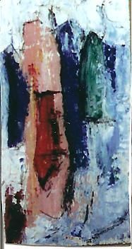 Flute Bits 2, 1997, Oil and charcoal on wood panel, 7.5" x 4"
