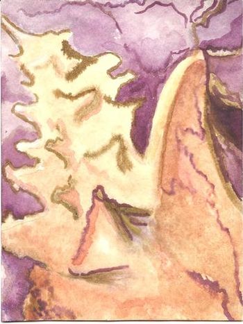 Shell One, 1995, mixed media on paper, 5.5" x 7.25"
