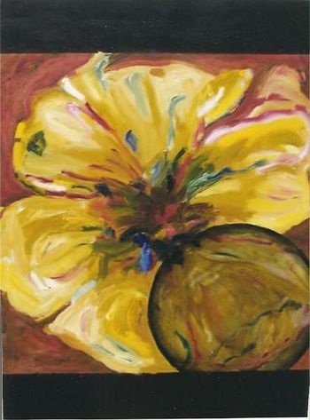 Tulip with Blinds and Bubble, 2004, oil on canvas, 18" x 24"
