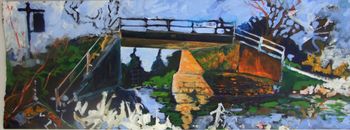 Canal Bridge, Hilperton 120 x 44cm. Acrylic on board. £300
