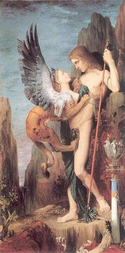 Gustave Moreau's Oedipus and the Sphinx (1864) is in the Metropolitan Museum of Art in New York.
