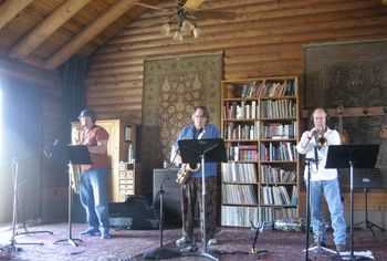 Horn section at "The Ranch", Dave Becker-Bari Sax, Danny Pelfrey-Tenor Sax, Jim Kerber.Trumpet

