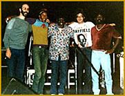 backstage with Curtis Mayfield...Left to Right Lee Goodness, Master Henry Gibson, Curtis, Buzz, Lebron Scott
