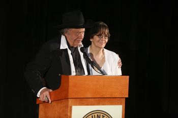 Bobby Bare and Suzi Cochran announce the late Hank Cochran as the ‘Songwriter’ inductee during a press conference at the Country Music Hall of Fame and Museum in Nashville. Photo Credit: Alan Poizner (CMA)
