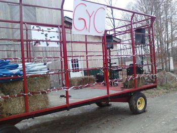 GYC Float rigged for Holiday Tractor Parade, Greenwich NY 2013
