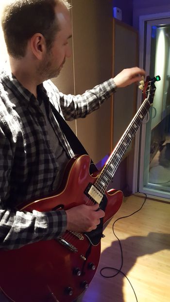 Eddie on the ES-335-Visionary Studios. Tracking songs for our fifth album
