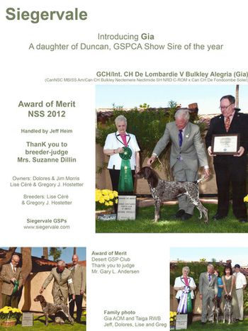Gia's ad in the German Shorthair Pointer Club of Canada's Journal.

