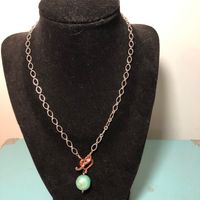 Copper Heart & Silver Front Clasp Necklace 