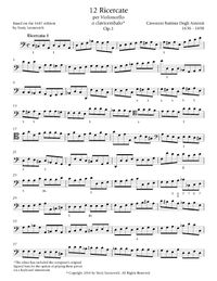 degli Antonii - 12 Ricercate for Cello Solo, Op. 1 (Urtext Edition)