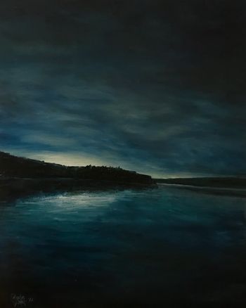 Reservoir Lake by Twilight, 40x50 cm, SOLD

