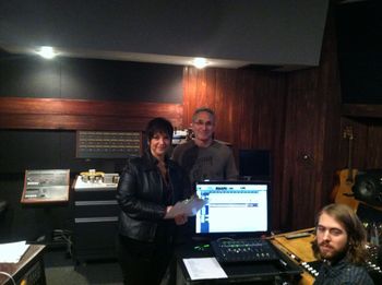 Jeff Baker with Jeannie Deva, vocal producer/coach and Eric Milos, owner, Clear Lake Studios
