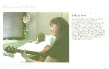 Performing at St. Vincents Hospital, "Room Serice" program, Body and Soul music therapy outreach.
