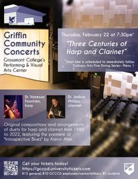 Aaron Alter's Introspective Blues #1 for Clarinet and Harp will have its World Premiere at Grossmont College