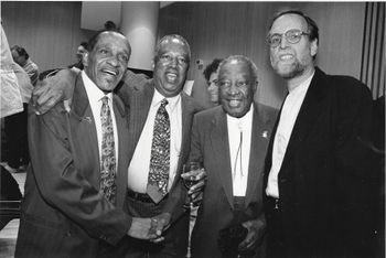 Milt Jackson, Ray Brown, Milt Hinton, Chuck Iwanusa
Ray Brown's 70th Birthday Party - The New School Jazz & Contemporary Music Program
photo © Stephanie Berger
