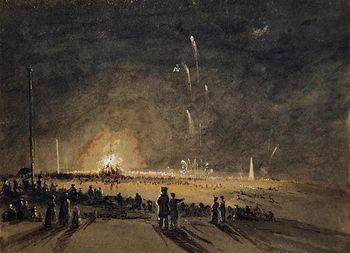 John Wilson Carmichael - "A Fireworks Display" (19th Century)
