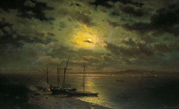 Lev Kamenev - "Moonlit Night on the River" (1870s)
