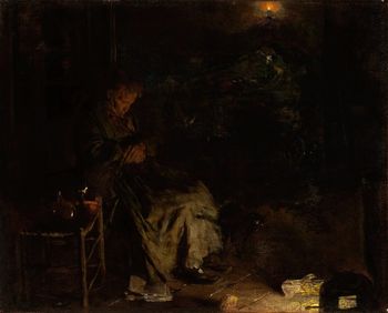 Aleksander Gierymski - "Old Woman Watching over a Dead Body I" (1880-1890)
