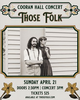Cooran hall concert poster for those folk April 21 2024 autumn matinee vintage town hall
