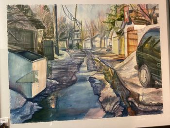 Back Alley at Peter's, watercolour, 22"x30"
