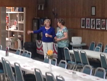 Rosemarie at VFW banquet hall for Food Bank Fundraiser - Last minute preparation
