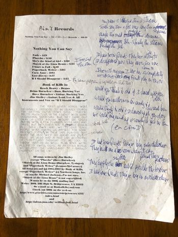 "Stanley the Steamer" Lyric Sheet (circa 1997)
