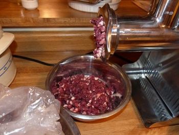 grinding beef heart for pups
