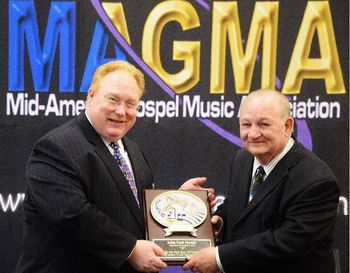 MAGMA President Gary O'Neal poses with 2013 Lifetime Achievement Award winner, John Moody
