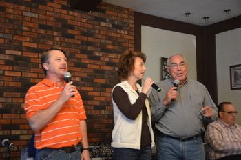 Greg Gabel, Becky Lercher and Marty Moreland sing "What a Meeting In the Air".
