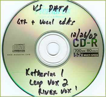 One of nearly 300 data CD's used by Jeff to store/back-up tracks and edits
