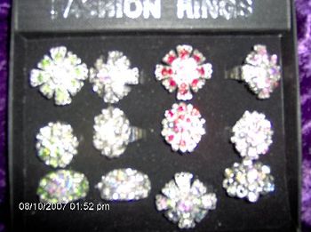 Rhinestone Adjustable Rings $10 Each Green, Clear, Red ,Pink or Aurora Borealis

