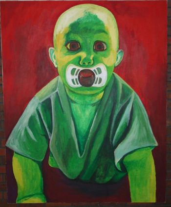 Big Green Baby Acrylic on Canvas 8' x 6'
