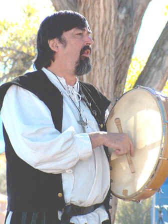 Dave Sharp on Bodhran at the Medieval and Renaissance fair at Farmington, New Mexico
