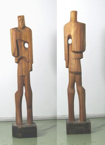 Guardian Figure Two 4 X 3.5 X 20.5" tall - Chinese Boxwood

