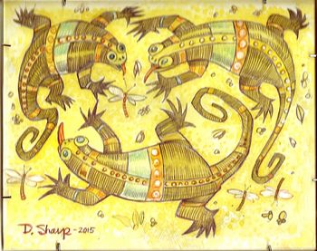 I dreamed of Three Lizards - 2015 Not available or sold 10 X 8.5 inches - mixed media
