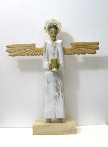 Chalice Angel - 2015 4.5 X 3 X 12.75" tall - Mixed woods and media
