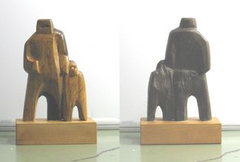 Father and Son - 1998 5.25 X 3 X 8.25" tall - Iron Wood or Lignam Vitae
