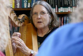 Carol with her Harp Chapman Library program
