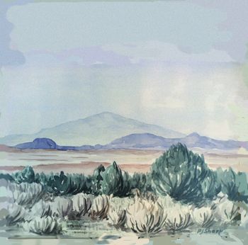 Utah's west Desert Watercolor by Byron J. Sharp
