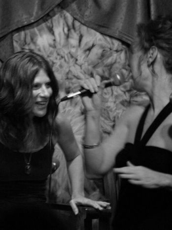 With Lauri Jones, Blue Monarch House Concert. Photo by Stasia Bliss. Portland, OR. 8.17.12.
