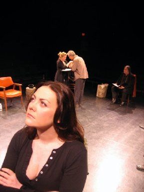 Maria Teresa Creasey (foreground, Francine Barrault), Kathryn Hwang (Sarah Spatig), David Strathairn Christopher Cartmill's HOME LAND at the Lied Center for the Performing Arts (directed by Kristin Horton)
