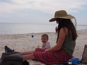 mom and hazel at beach
