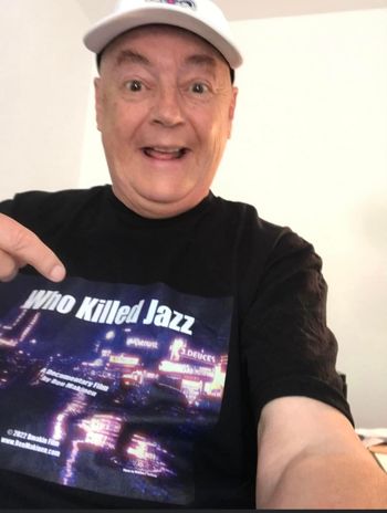 Mr David Booker, the one and only, proudly wearing a Who Killed Jazz T-Shirt after having watched it on Vimeo!
